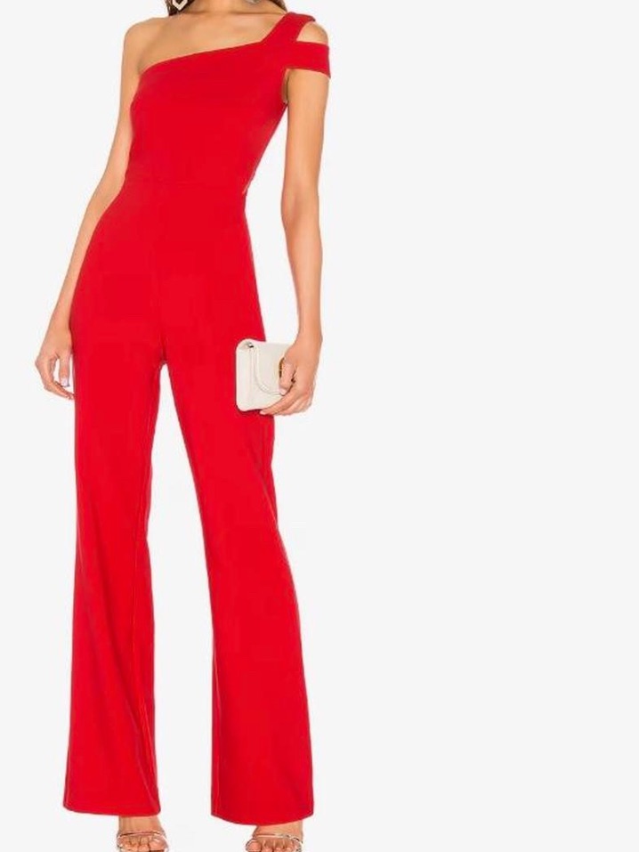 Likely One-Shoulder Red Jumpsuit